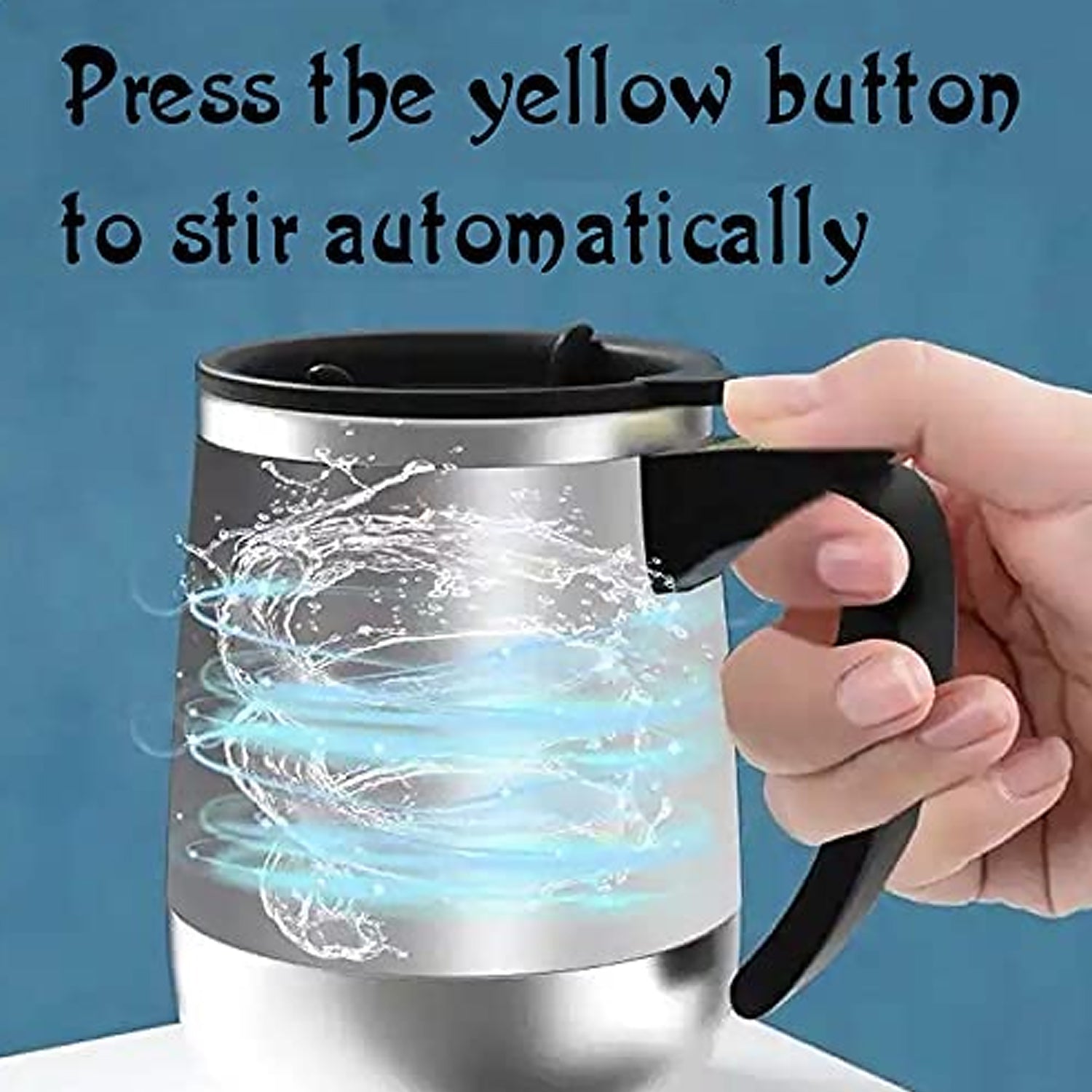 Self Stirring Mug With Lid used in all kinds of household and official places for serving drinks, coffee, any types of beverages etc. (1 Pc / 400 ML) Self Stirring Mug With Lid used in all kinds of household and official places for serving drinks, coffee, any types of beverages etc. (1 Pc / 400 ML)